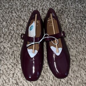 Burgundy Mary Jane Flats - 9.5 - NWT